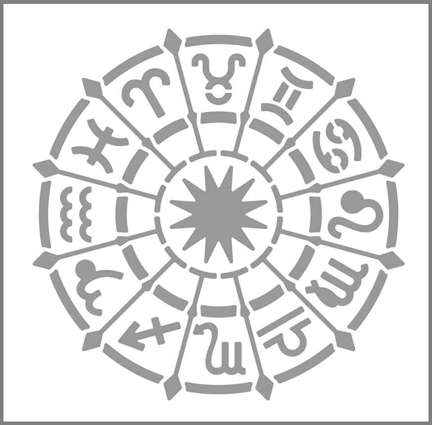 8"x8" Clear Plastic Stencil - Zodiac (SD320)*****