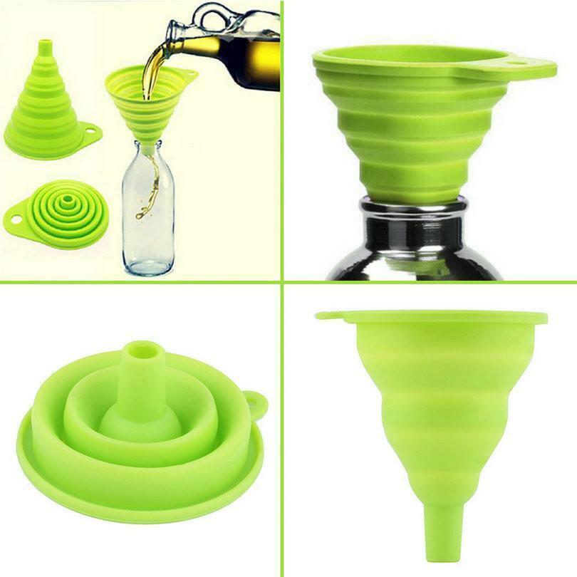5Pack Foldable Kitchen Funnels Small & Large Silicone Funnel for Cooking Bottles