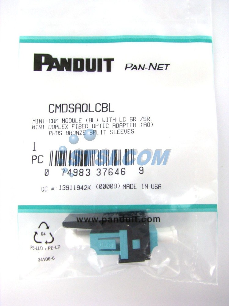 Panduit Multi-Mode MM LC SR/SR Duplex Adapter Module, Black CMDSAQLCBL ~STSI