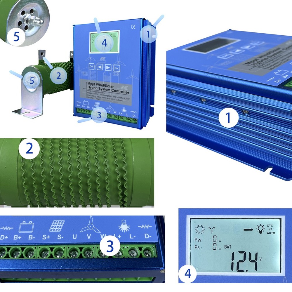 Bluetooth Smart Power Controller Solar & Wind Generator Transfer Switch 12V/24V