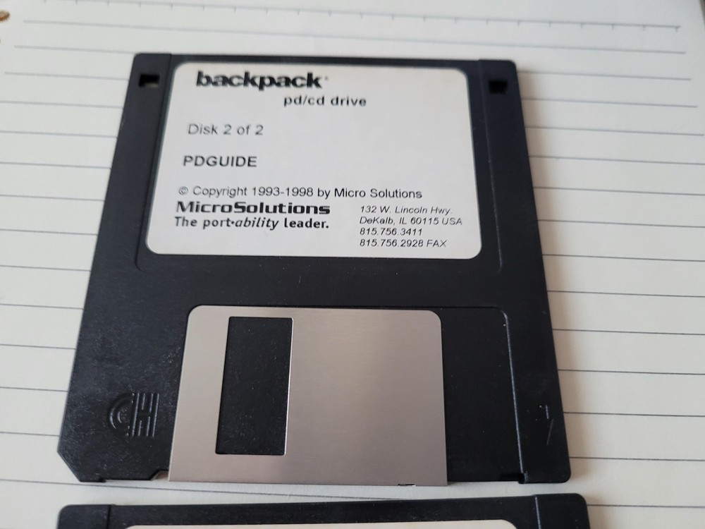 backpack pd/cd drive disk 1 + 2 MicroSolutions - 3.5" floppy disk