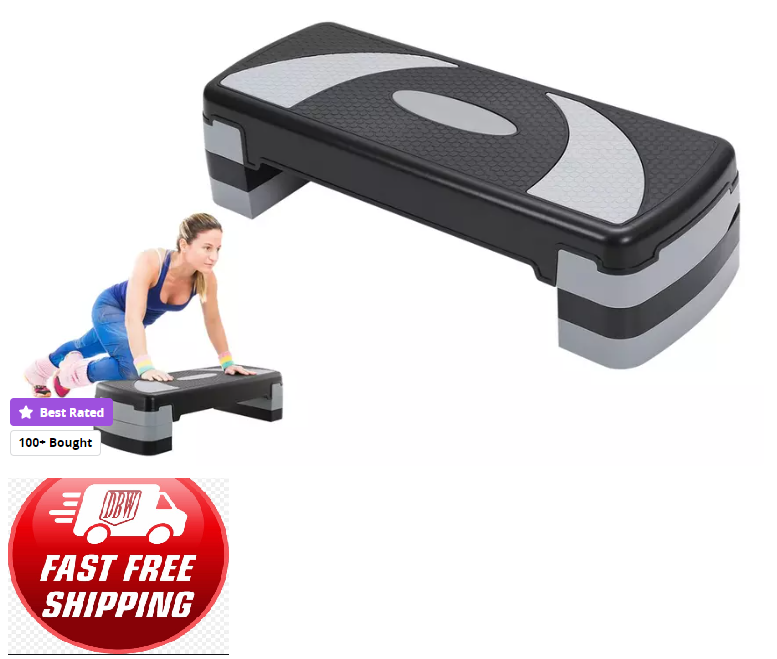 Fitness Aerobic Step Platform Adjustable Workout Exercise Stepper