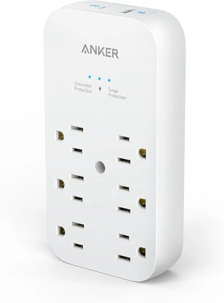 Anker 333 Outlet Extender- 6 Outlets - Surge Protection 100-240V A9263