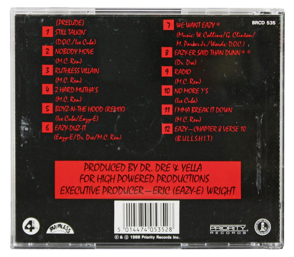 Eazy-E "2 Bick Stay Cool" Signed Eazy-Duz-It Cd Insert W/ Disk JSA #XX80870