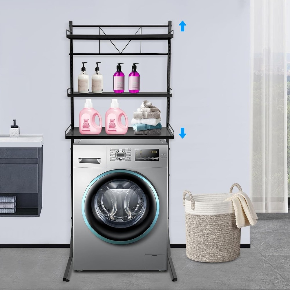 3-Tier Multi-Functional Washing Machine Shelf Adjustable Laundry Storage Shelf