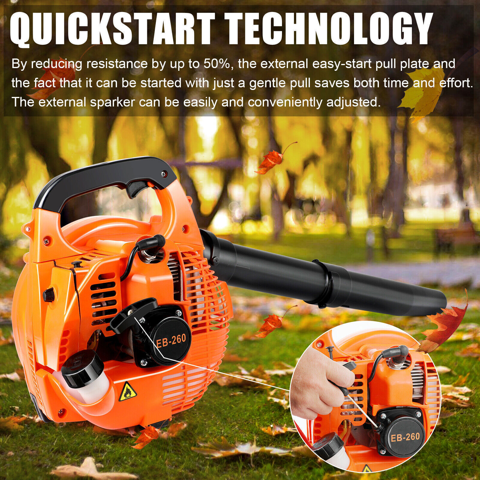 Handheld Leaf Blower Gas Powered 2-Stroke Commercial Heavy Duty Grass Yard Clean