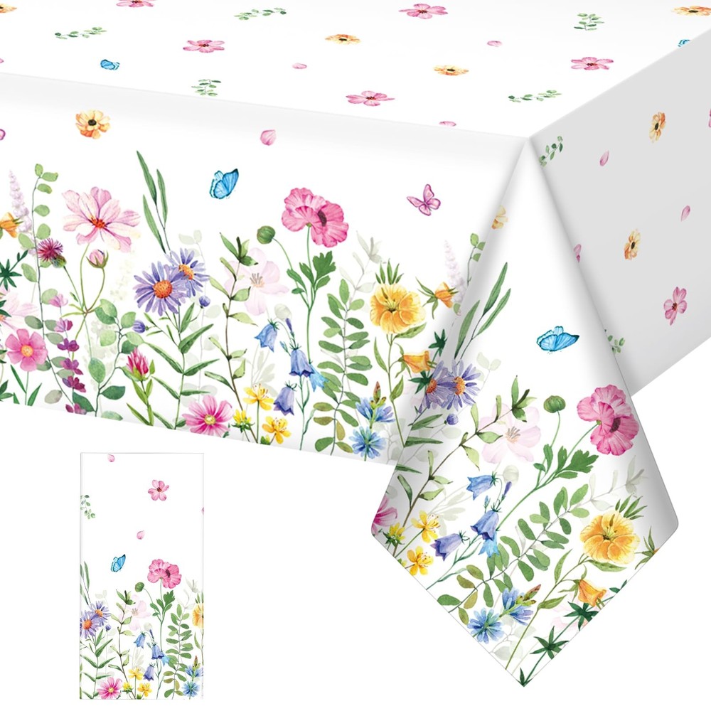 1Pcs Spring Floral Plastic 108" x 54" (Rectangular),