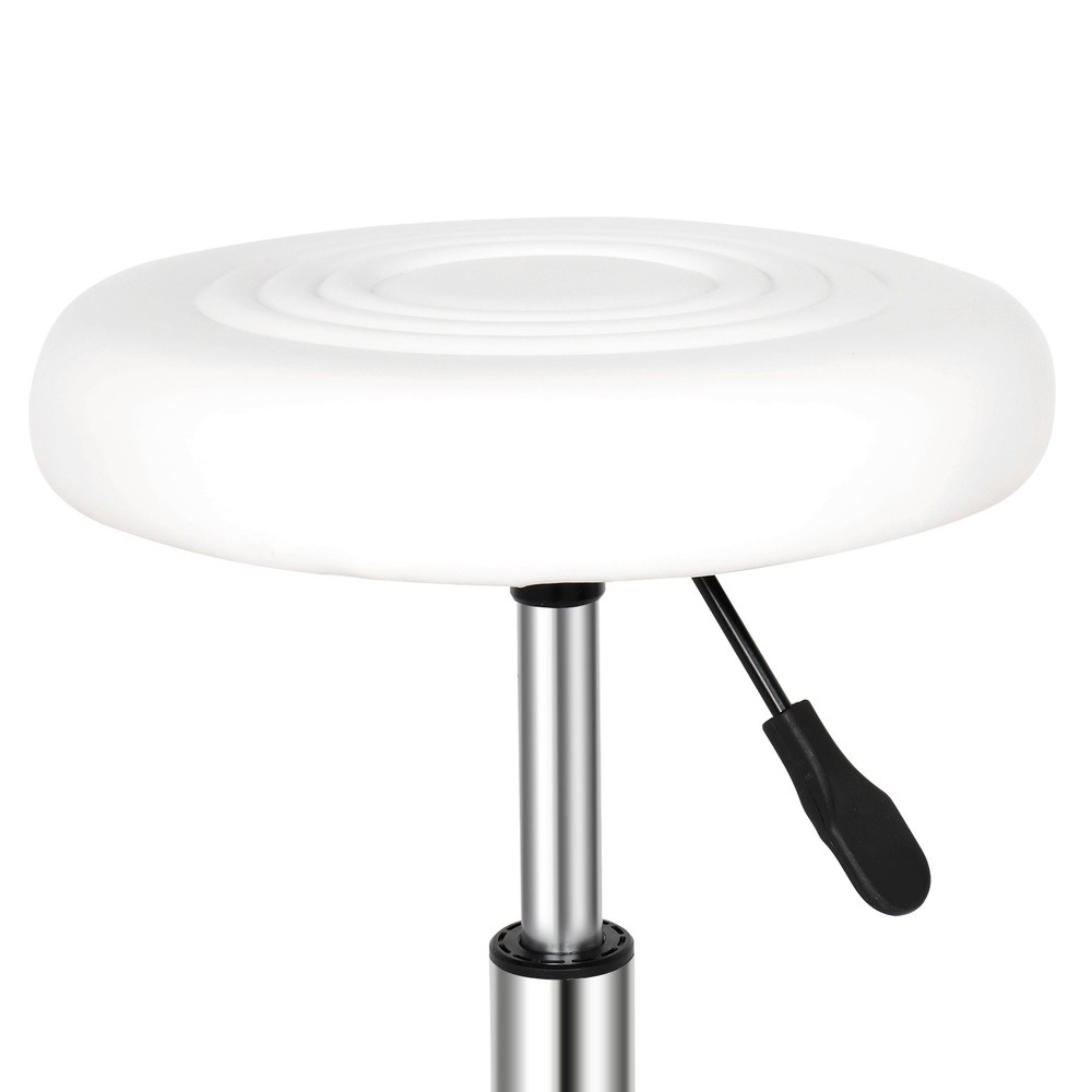 Round Stool with Lines Rotation Bar Stool White
