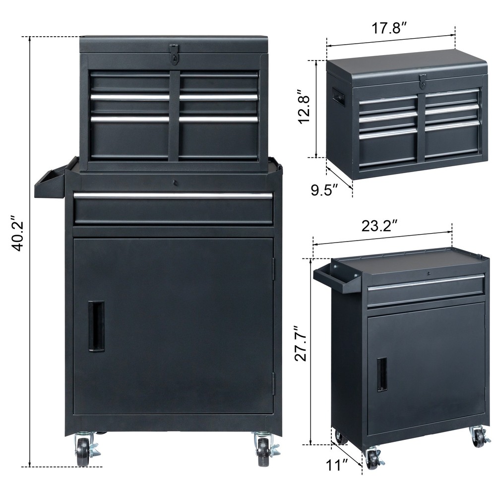 4-Drawer Rolling Tool Cabinet with Bottom Storage & Handle for Garage Workshop