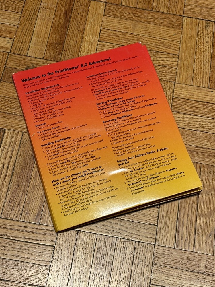 Vintage Print Master Premier 8.0 PC Software - WINDOWS 95 98