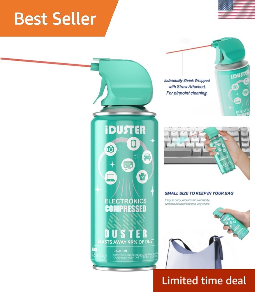 High-Pressure Compressed Air Duster for Electronics - 3.5 oz Precision Cleaning