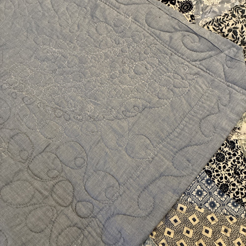 Handmade Blue Patterned Lap Quilt