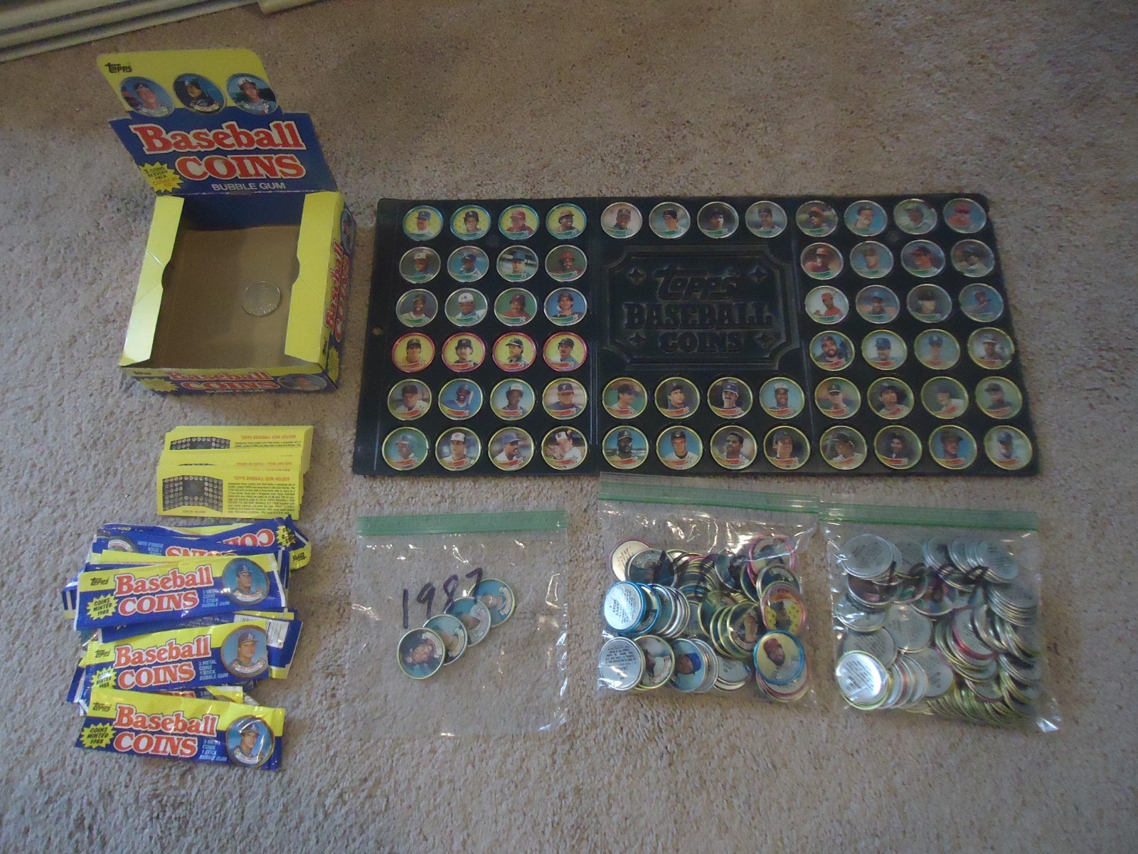 1989 Topps Baseball 60 Coin Set w/ Display + (4) 1987 + (70) 1988 + (71) 1989