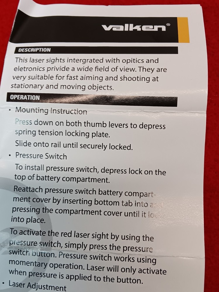 Valken Red/Green Laser Remote Switch Coiled Cable Replacement Accessory 112304