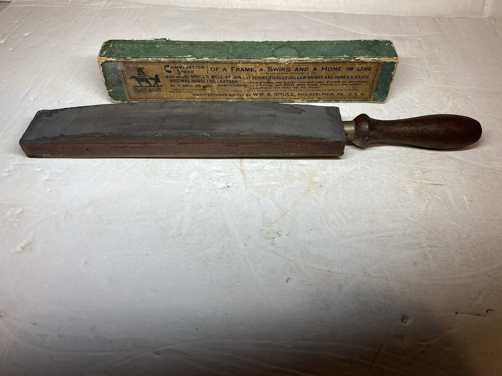 Antique Shull Combination Razor Strop With Box