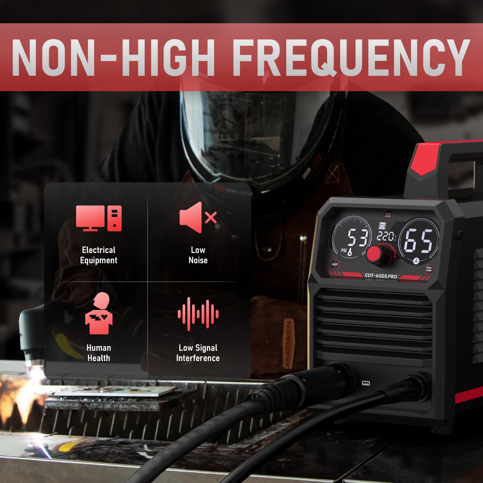 65Amp Plasma Cutter Non-HF Pilot Arc, Dual Voltage 110V/220V, Digital Display
