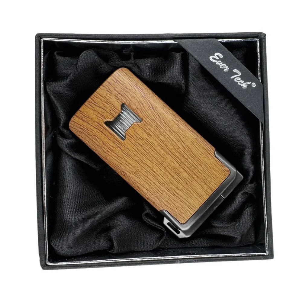 Windproof Dual-Flame Refillable Butane Torch Lighter with Adjustable Jet Wood