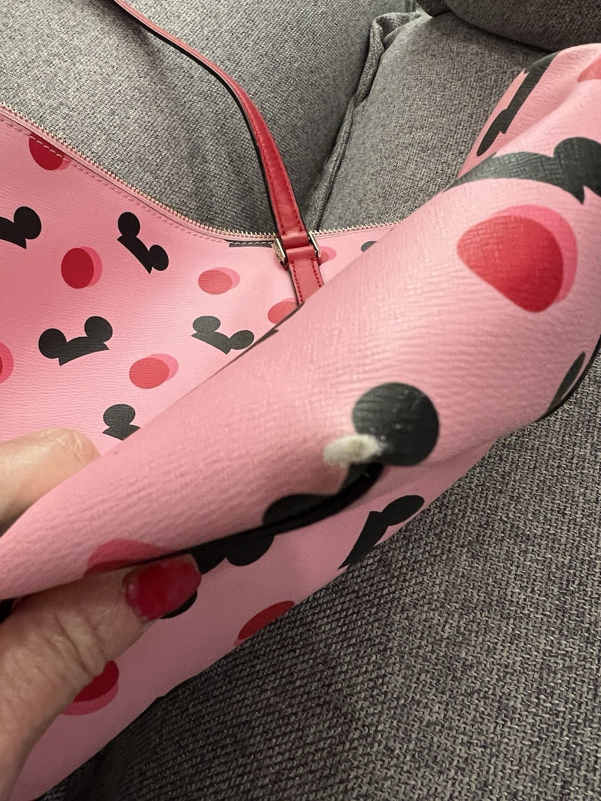 Disney Parks Kate Spade Tote Bag Pink Ears Hat Rock The Dots Mickey Mouse