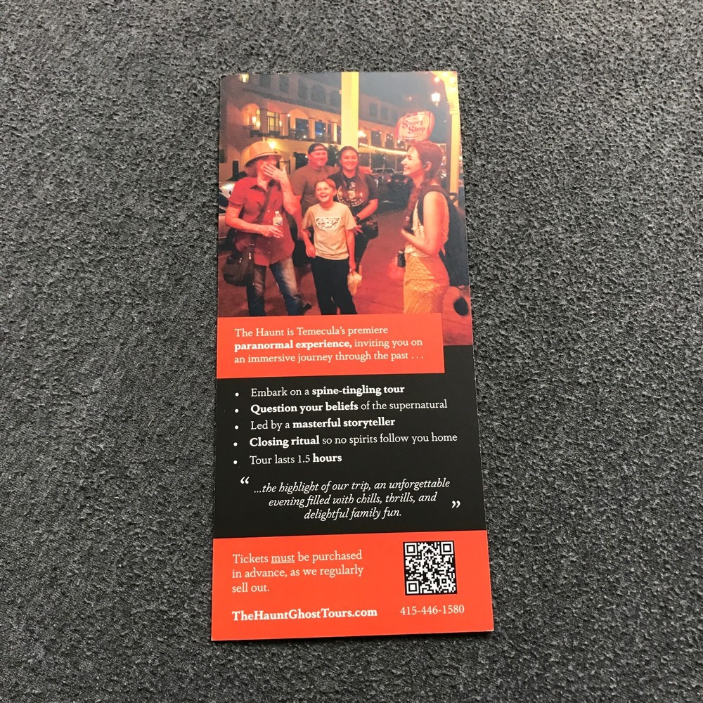 The Haunt Temecula's Ghost Tour Guide Map