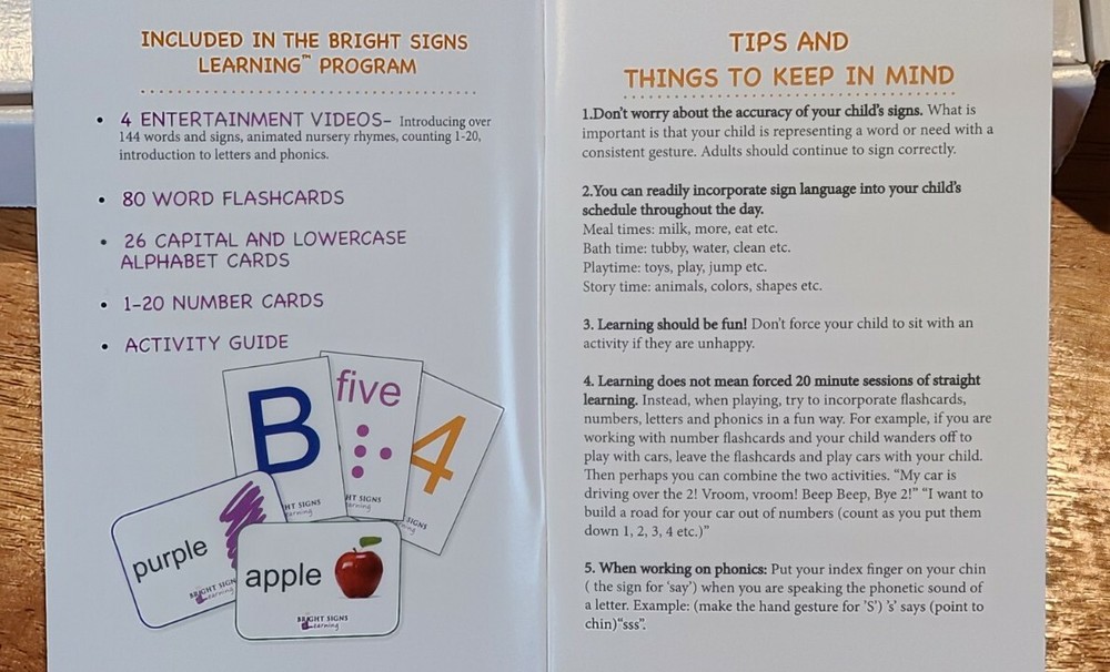 New! Bright Signs Learning - Kids Sign Language Learning System Reading Phonics