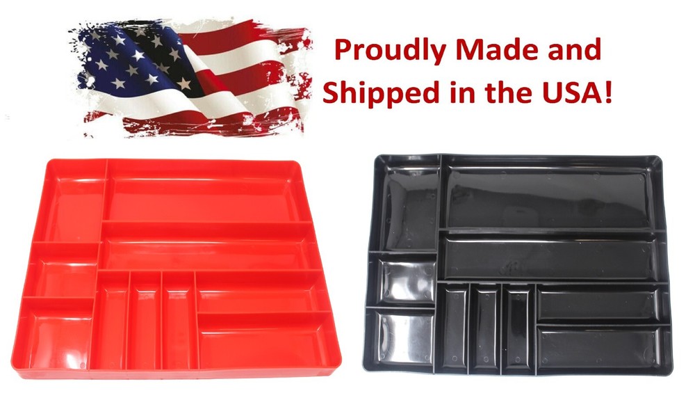 Black & Red Stackable Lightweight 10 Compartment Organizer Tray Kit