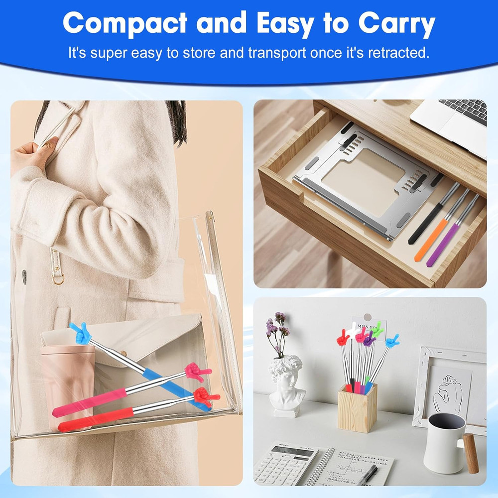 3 Pcs Pointer Finger Stick, Multipurpose Teacher Pointer Stick, Extendable Class
