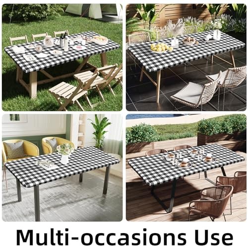 Rectangle Picnic Table Cloth, Elastic 72" x 30" (Rectangular) Black and White
