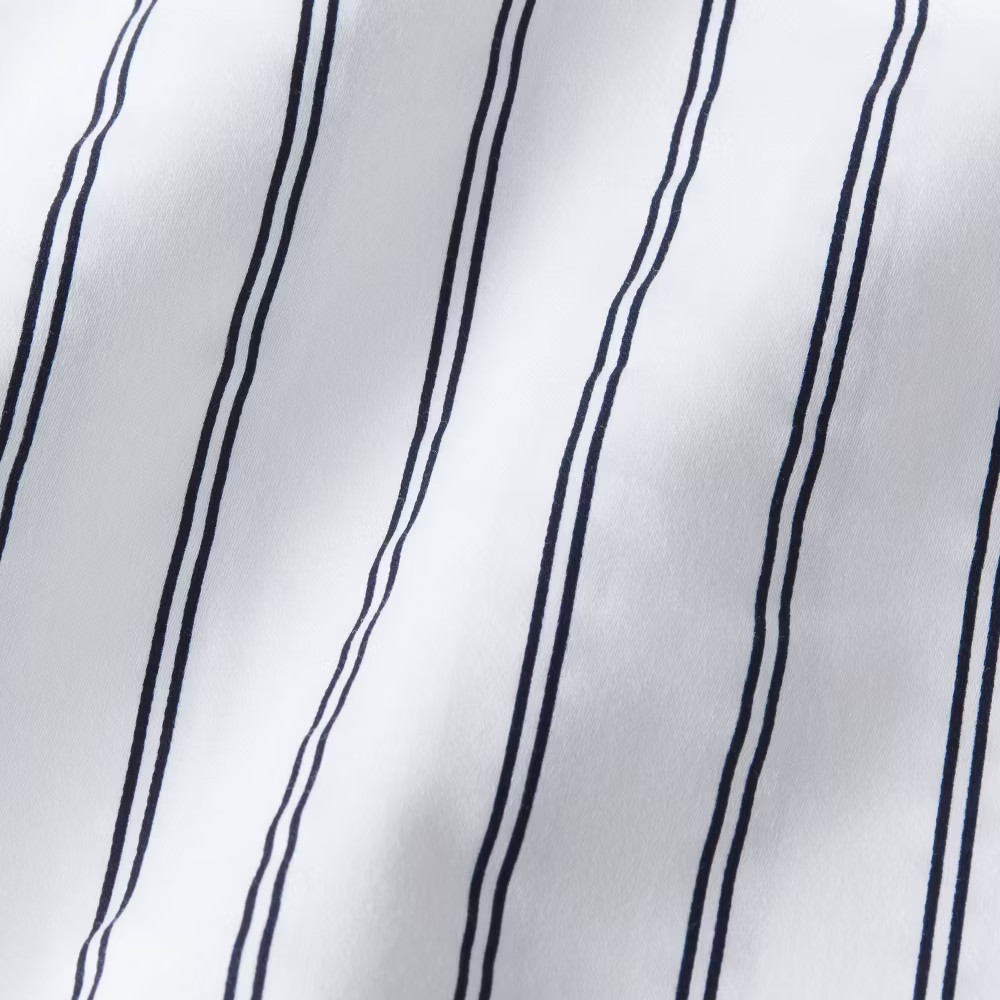 California King 400 Thread Count Performance Flat Sheet Navy Stripe - Threshold: