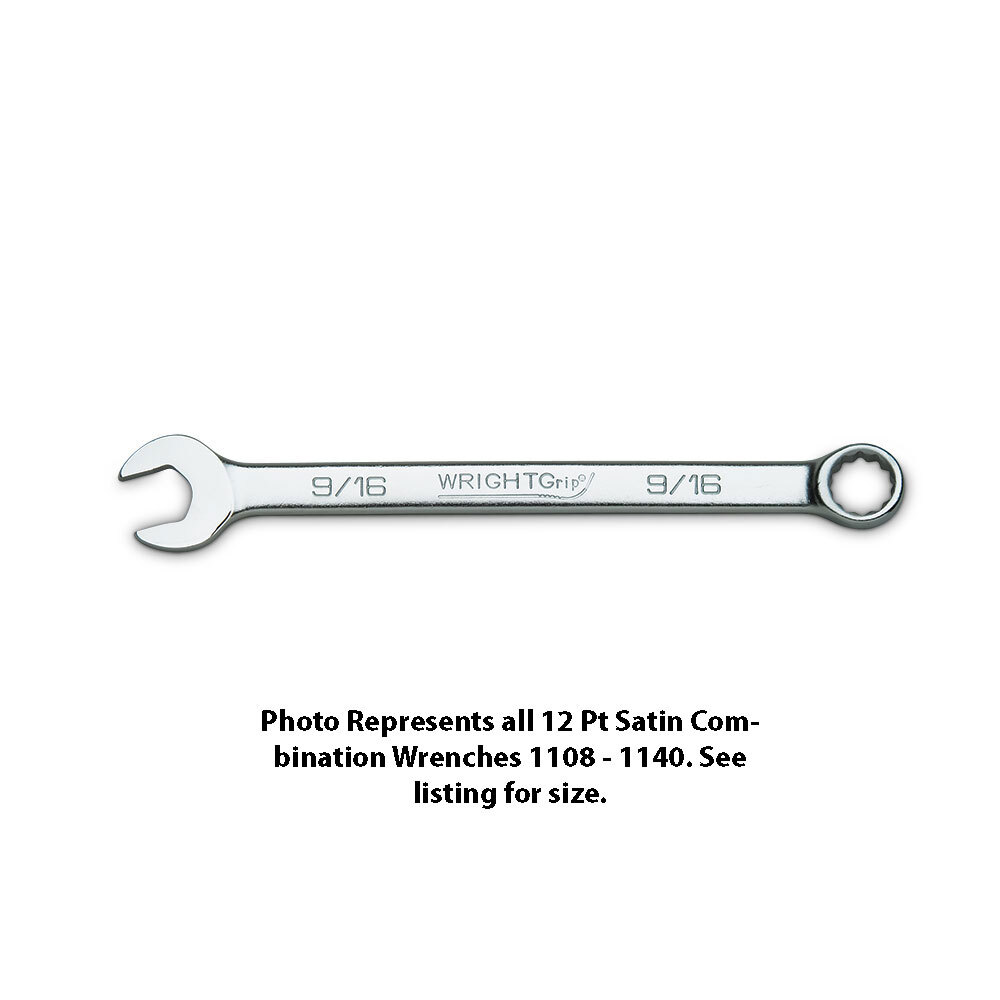 Wright Tool 1118 2.0 12-Point Satin 9/16" WrightGrip Combination Flat Wrench