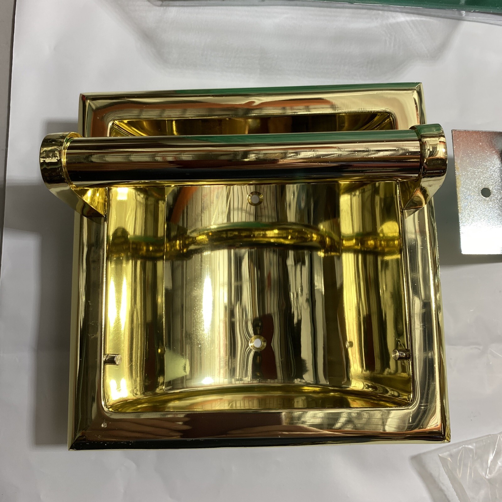 MINT CRAFT BRASS PLATED RECESSED SOAP HOLDER AND GRAB BAR