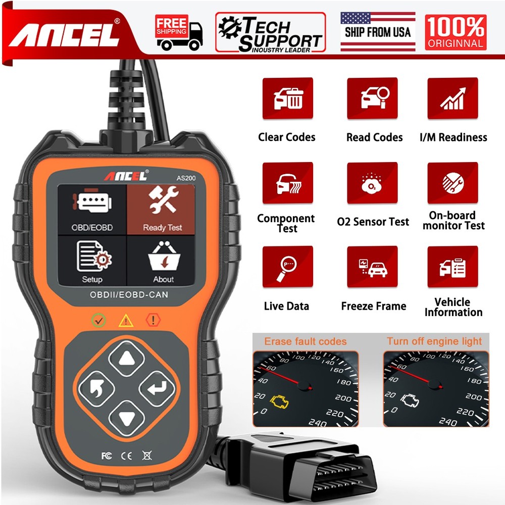 ANCEL AS200 OBD2 Scanner Code Reader Engine Transmission Check Diagnostics Tools