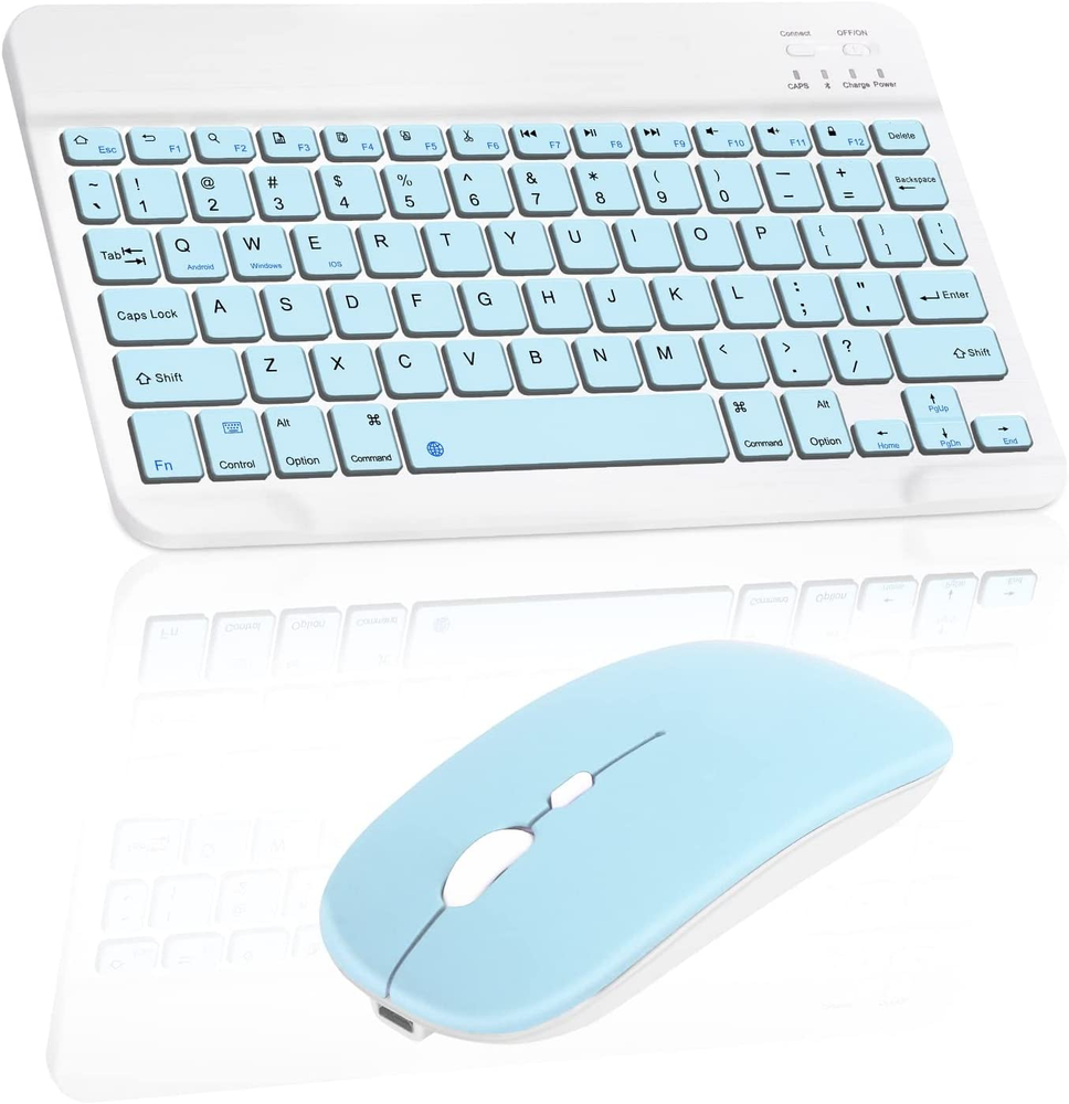 Wireless Rechargeable Bluetooth Keyboard and Mouse Combo Ultra Slim Full-Size