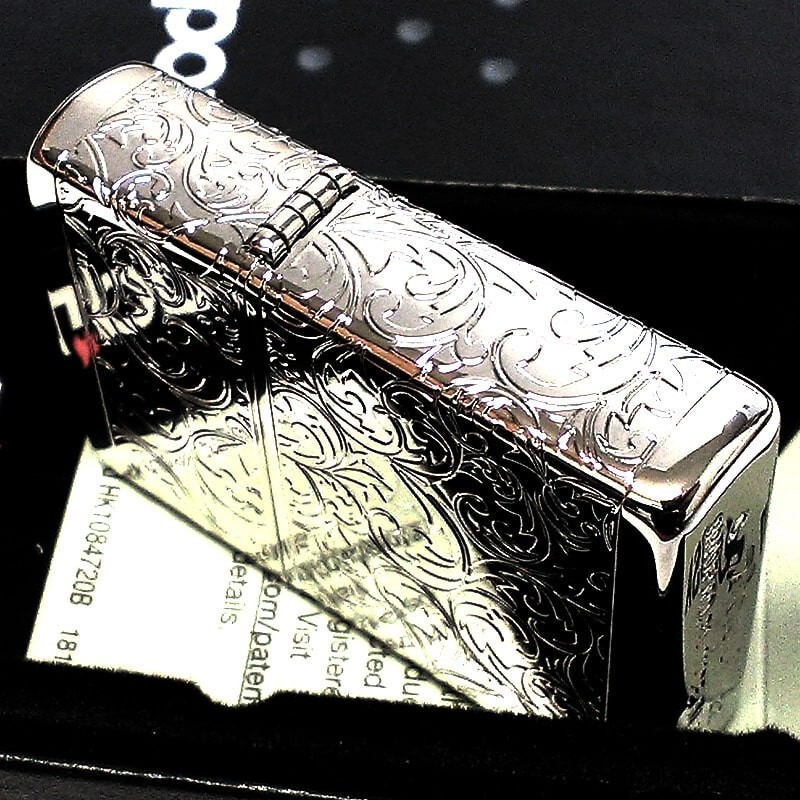 Zippo Lighter Arabesque Logo Silver Platinum plating 5 Sided Processing Regular