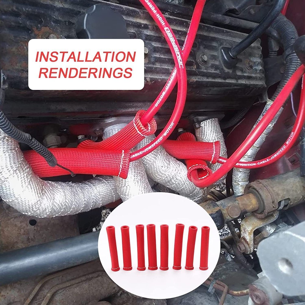 8 Spark Plug Boot Protector 2500° Spark Plug Heat Sleeve Wire Covers Header Boot