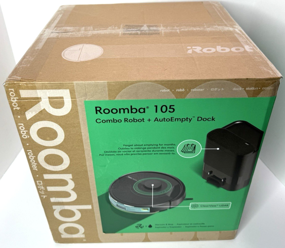 iRobot Roomba 105 Combo Vacuum & Mop + AutoEmpty Dock, LiDAR, Self-Empty