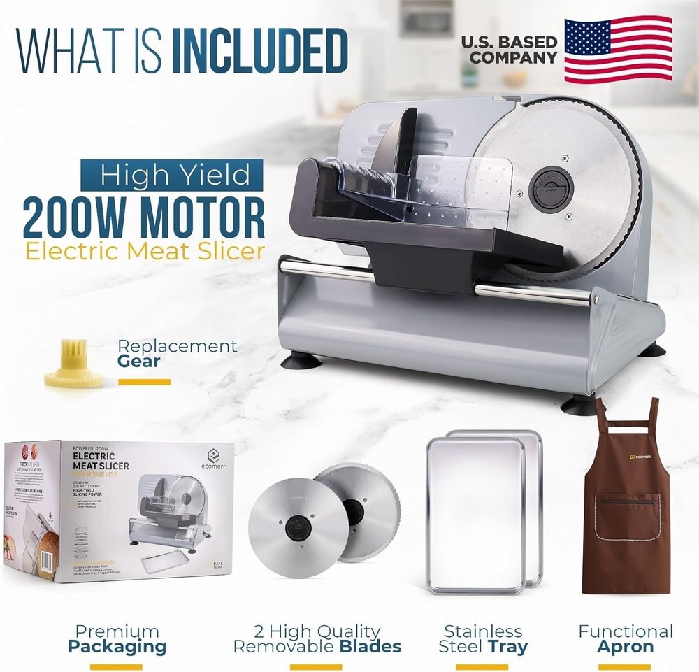 Electric Meat & Cheese Slicer - Compact & Efficient for Every Kitchen