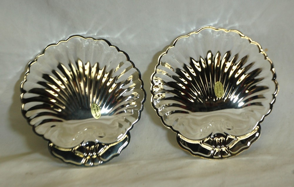 Silverplate Scalloped Shell Serving Dish Set of 2