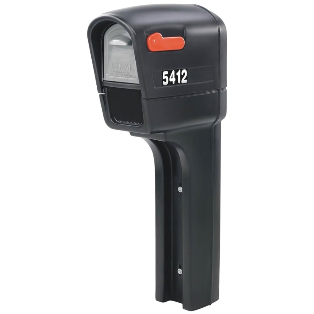 MailMaster Plus Weather-Resistant Mailbox & Post - Large Durable Plastic, Black