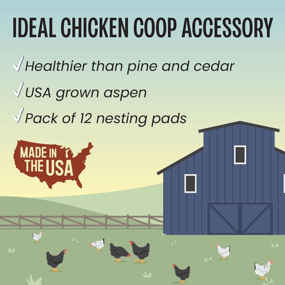 Aspen Nesting Liners 12 Pack Chicken Coop Bedding Egg Cushion & Clean