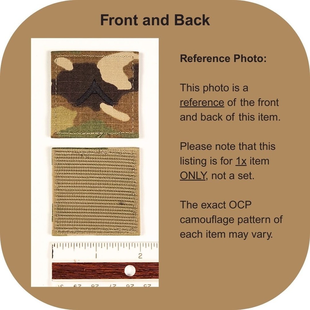 Private (PV2, E-2) OCP Rank Patch U.S. Army Combat Uniform (ACU) - Hook/Loop