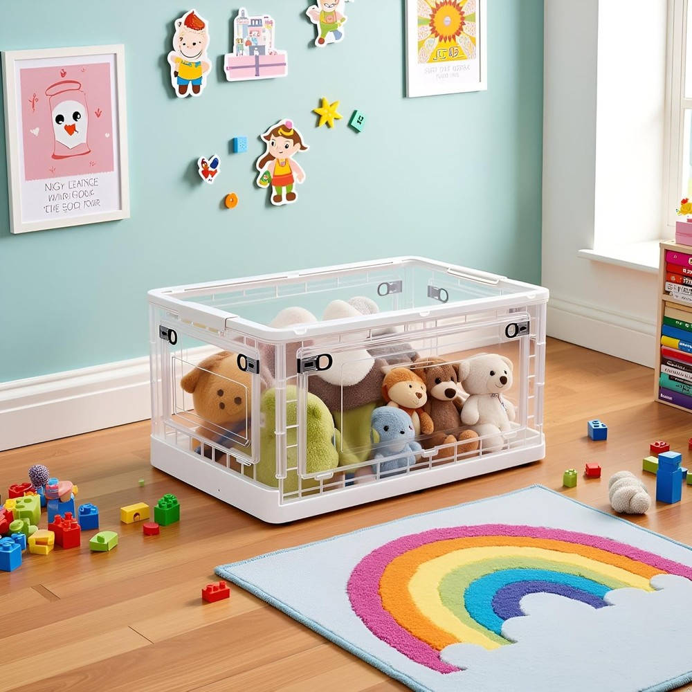 72 QT Clear Storage Bin W/ 5-Sided Open Lid Stackable Plastic Storage Bins For