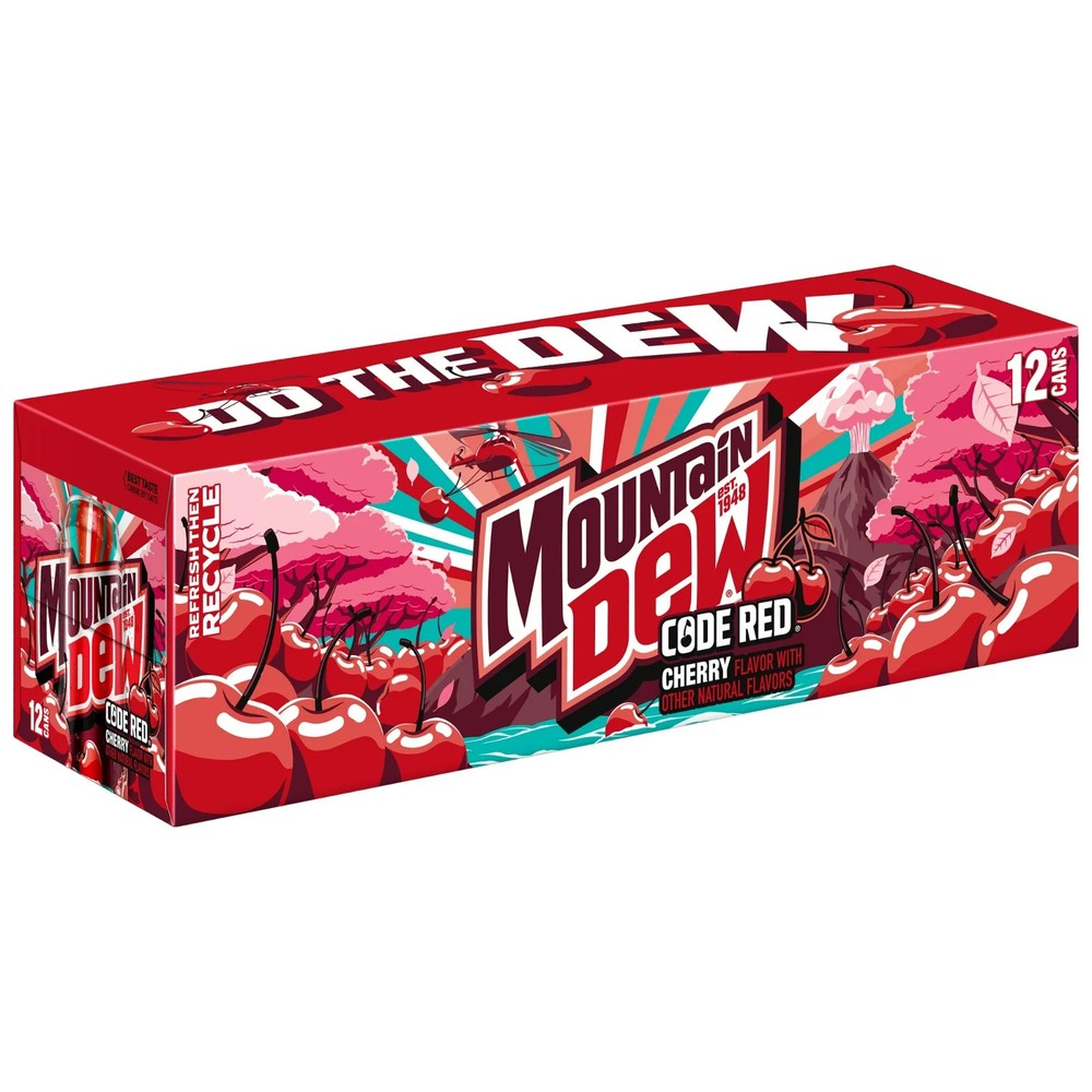 Mountain Dew Code Red Cherry Flavored Soda Pop 12 fl oz 12 Pack Cans
