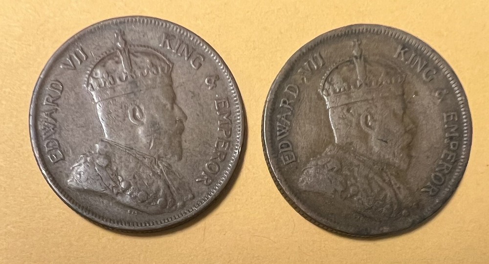 1903 and 1904 Straits Settlements One Cent, Two Coins