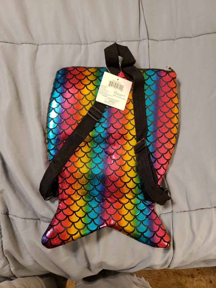 Fish Multicolor SMALL Backpack Plush Preschool K New Fun Back Pack Fish