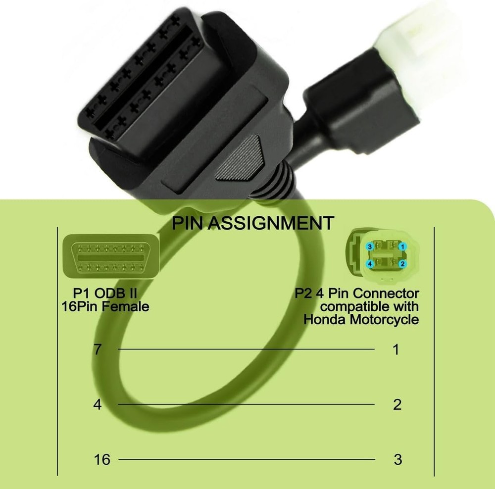 OBD2 OBDII 4 Pin Plug Diagnostic Cable Adapter Compatible with Honda .....