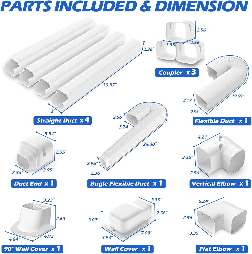 Mini-Split Line Set Cover: 3'' 17 Ft Line Hide for Mini Split Air Conditioner Ce