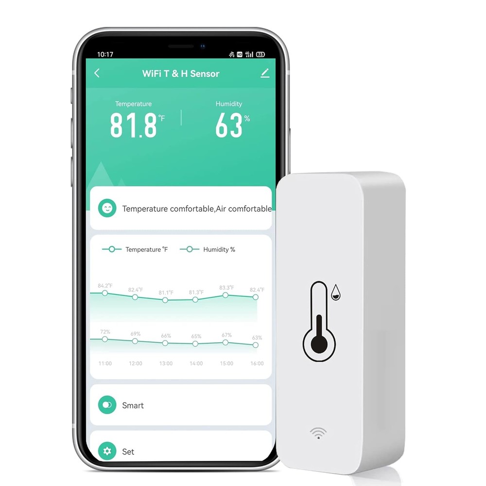 WiFi Temperature Humidity Sensor Wireless Thermometer Hygrometer Smart Home App