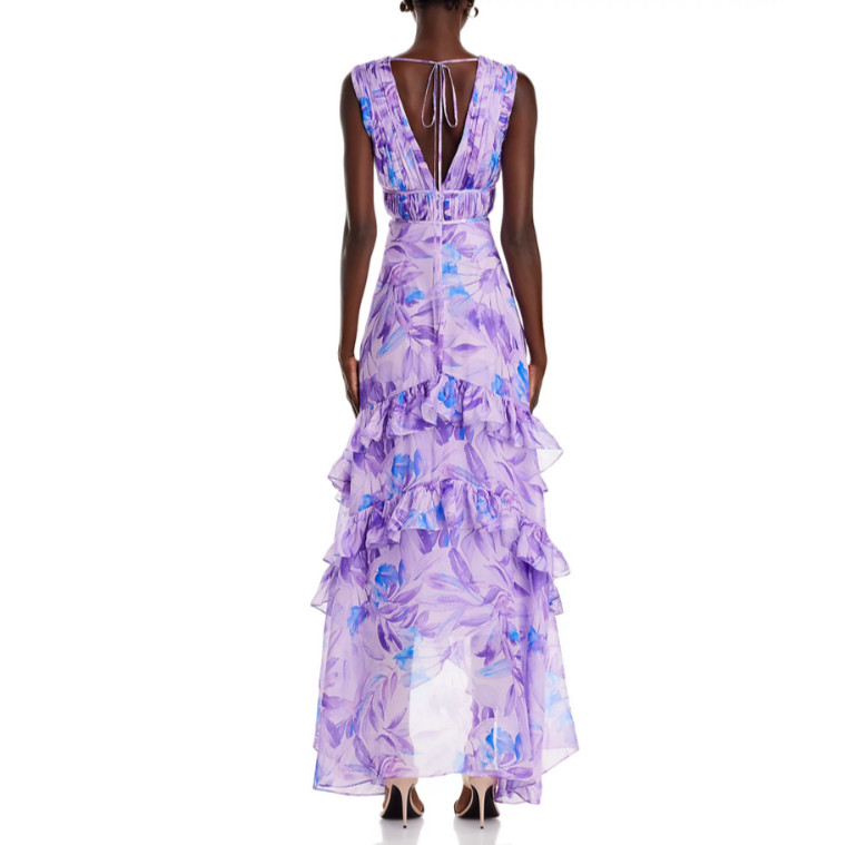 Amur Senora Printed High Low Gown MSRP $598