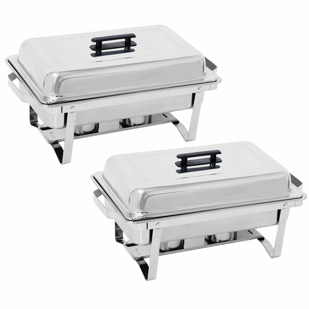 2PCS 8QT Chafing Dish High Grade Stainless Durable Chafer Complete Set Silver