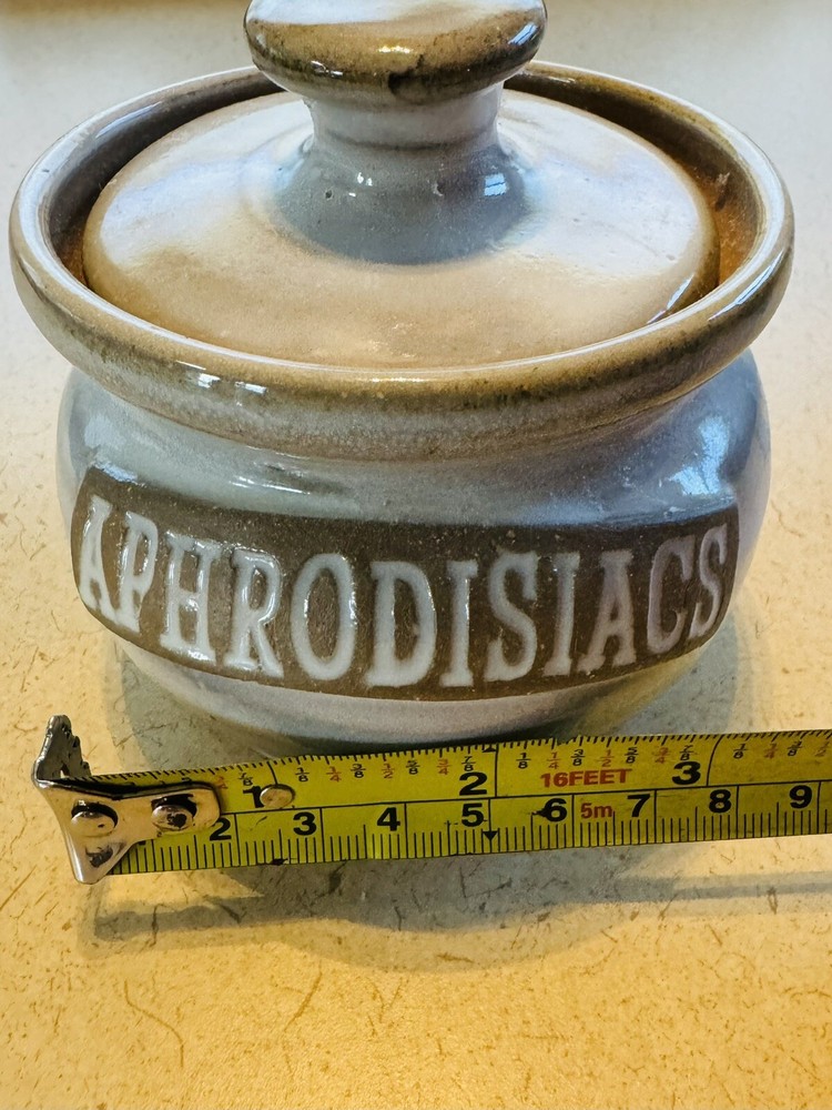 Glazed Aphrodisiacs Pottery Glazed Trinkets Jar Signed Container